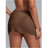 image:imageWomens Bathing Suit Cover Up Crochet Beach Skirt Knit Drawstring Sheer Mesh Swim Coverups SwimwearCoffee Brown