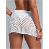 image:imageWomens Bathing Suit Cover Up Crochet Beach Skirt Knit Drawstring Sheer Mesh Swim Coverups SwimwearWhite