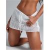 image:imageWomens Bathing Suit Cover Up Crochet Beach Skirt Knit Drawstring Sheer Mesh Swim Coverups SwimwearWhite