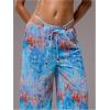 image:imageWomens Beach Cover Ups Drawstring Elastic Wide Leg Beach Pants Bathing Suit Cover Up for SwimwearLight Blue