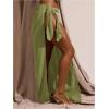 image:imageWomens Boho Buckle Bikini Cover Up Skirt High Slit Wrap Skirt Knot Side SarongGreen