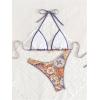 image:imageWomens Boho High Cut Bikini Sets Halter Triangle Padded Bathing Suit 2 Piece Retro SwimsuitOrange