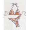 image:imageWomens Boho High Cut Bikini Sets Halter Triangle Padded Bathing Suit 2 Piece Retro SwimsuitOrange