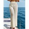 image:imageWomens Cover Up Beach Pants High Waist Sheer Mesh See Through Swimsuit Coverup Pants SwimwearBeige