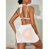 image:imageWomens Draped Halter Sheer Mesh Beach Dresses Backless Sleeveless Mini Swimsuit Cover Up BeachwearWhite