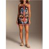 image:imageWomens Floral Boho Dress Criss Cross Tie Backless Mini Dresses Halter A Line SundressBlack Multicolor