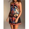image:imageWomens Floral Boho Dress Criss Cross Tie Backless Mini Dresses Halter A Line SundressBlack Multicolor