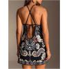 image:imageWomens Floral Boho Dress Criss Cross Tie Backless Mini Dresses Halter A Line SundressBlack Pattern