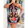 image:imageWomens Floral Boho Dress Criss Cross Tie Backless Mini Dresses Halter A Line SundressBlack Print
