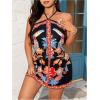 image:imageWomens Floral Boho Dress Criss Cross Tie Backless Mini Dresses Halter A Line SundressBlack Print