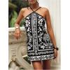 image:imageWomens Floral Boho Dress Criss Cross Tie Backless Mini Dresses Halter A Line SundressBlack and White