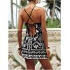 image:imageWomens Floral Boho Dress Criss Cross Tie Backless Mini Dresses Halter A Line SundressBlack and White