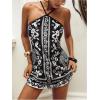 image:imageWomens Floral Boho Dress Criss Cross Tie Backless Mini Dresses Halter A Line SundressBlack and White