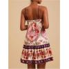 image:imageWomens Floral Boho Flowy Mini Cami Dress Ruffle Hem Spaghetti Strap Vacation Tank DressesDeep Pink