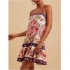 image:imageWomens Floral Boho Flowy Mini Cami Dress Ruffle Hem Spaghetti Strap Vacation Tank DressesDeep Pink