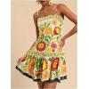 image:imageWomens Floral Boho Flowy Mini Cami Dress Ruffle Hem Spaghetti Strap Vacation Tank DressesYellow