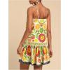 image:imageWomens Floral Boho Flowy Mini Cami Dress Ruffle Hem Spaghetti Strap Vacation Tank DressesYellow