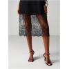 image:imageWomens Floral Lace Sheer Wedding Guess Dress Elegant Short Sleeve Crew Neck Midi DressesBlack