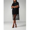 image:imageWomens Floral Lace Sheer Wedding Guess Dress Elegant Short Sleeve Crew Neck Midi DressesBlack