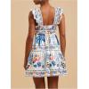 image:imageWomens Floral Tropical Graphic Short Dress Boho Ruffle Hem Sleeveless Vacation Tank DressMulticolor