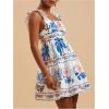 image:imageWomens Floral Tropical Graphic Short Dress Boho Ruffle Hem Sleeveless Vacation Tank DressMulticolor
