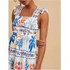 image:imageWomens Floral Tropical Graphic Short Dress Boho Ruffle Hem Sleeveless Vacation Tank DressMulticolor
