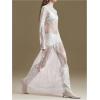 image:imageWomens Goth Floral Lace Sheer Dress Elegant Ruffle Long Sleeve Mock Neck Maxi DressesWhite