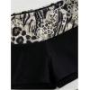 image:imageWomens Leopard Print Cheeky Bikini Sets Ring Linked Triangle Top with Color Block Shorts SwimsuitsBlack Multicolor