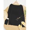image:imageWomens Letter V Neck Beach Sweaters Long Sleeve Split Crochet Tops Knit Pullovers Cover UpBlack