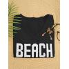 image:imageWomens Letter V Neck Beach Sweaters Long Sleeve Split Crochet Tops Knit Pullovers Cover UpBlack