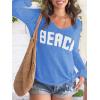 image:imageWomens Letter V Neck Beach Sweaters Long Sleeve Split Crochet Tops Knit Pullovers Cover UpBlue