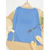 image:imageWomens Letter V Neck Beach Sweaters Long Sleeve Split Crochet Tops Knit Pullovers Cover UpBlue