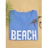 image:imageWomens Letter V Neck Beach Sweaters Long Sleeve Split Crochet Tops Knit Pullovers Cover UpBlue
