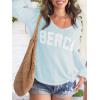 image:imageWomens Letter V Neck Beach Sweaters Long Sleeve Split Crochet Tops Knit Pullovers Cover UpBright Blue