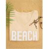 image:imageWomens Letter V Neck Beach Sweaters Long Sleeve Split Crochet Tops Knit Pullovers Cover UpDeep Khaki