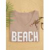 image:imageWomens Letter V Neck Beach Sweaters Long Sleeve Split Crochet Tops Knit Pullovers Cover UpKhaki