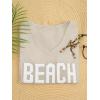 image:imageWomens Letter V Neck Beach Sweaters Long Sleeve Split Crochet Tops Knit Pullovers Cover UpLight Grey