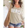 image:imageWomens Letter V Neck Beach Sweaters Long Sleeve Split Crochet Tops Knit Pullovers Cover UpLight Grey
