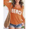 image:imageWomens Letter V Neck Beach Sweaters Long Sleeve Split Crochet Tops Knit Pullovers Cover UpLight Orange