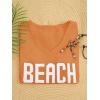 image:imageWomens Letter V Neck Beach Sweaters Long Sleeve Split Crochet Tops Knit Pullovers Cover UpLight Orange