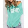 image:imageWomens Letter V Neck Beach Sweaters Long Sleeve Split Crochet Tops Knit Pullovers Cover UpMint Blue