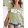 image:imageWomens Letter V Neck Beach Sweaters Long Sleeve Split Crochet Tops Knit Pullovers Cover UpMint Green