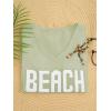 image:imageWomens Letter V Neck Beach Sweaters Long Sleeve Split Crochet Tops Knit Pullovers Cover UpMint Green