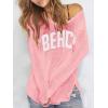 image:imageWomens Letter V Neck Beach Sweaters Long Sleeve Split Crochet Tops Knit Pullovers Cover UpPink