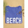 image:imageWomens Letter V Neck Beach Sweaters Long Sleeve Split Crochet Tops Knit Pullovers Cover UpRoyal Blue
