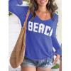 image:imageWomens Letter V Neck Beach Sweaters Long Sleeve Split Crochet Tops Knit Pullovers Cover UpRoyal Blue