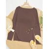 image:imageWomens Letter V Neck Beach Sweaters Long Sleeve Split Crochet Tops Knit Pullovers Cover UpRust Brown