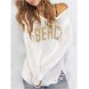image:imageWomens Letter V Neck Beach Sweaters Long Sleeve Split Crochet Tops Knit Pullovers Cover UpWhite
