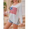 image:imageWomens Letter V Neck Beach Sweaters Long Sleeve Split Crochet Tops Knit Pullovers Cover UpWhite Red and Blue