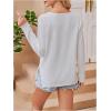 image:imageWomens Letter V Neck Beach Sweaters Long Sleeve Split Crochet Tops Knit Pullovers Cover UpWhite Red and Blue